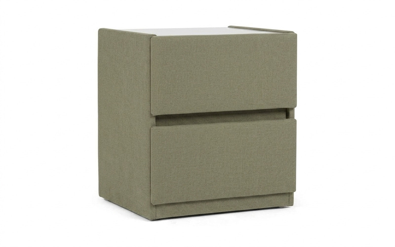 Oscar nightstand in Sky Velvet 251 fabric, product photo on white background