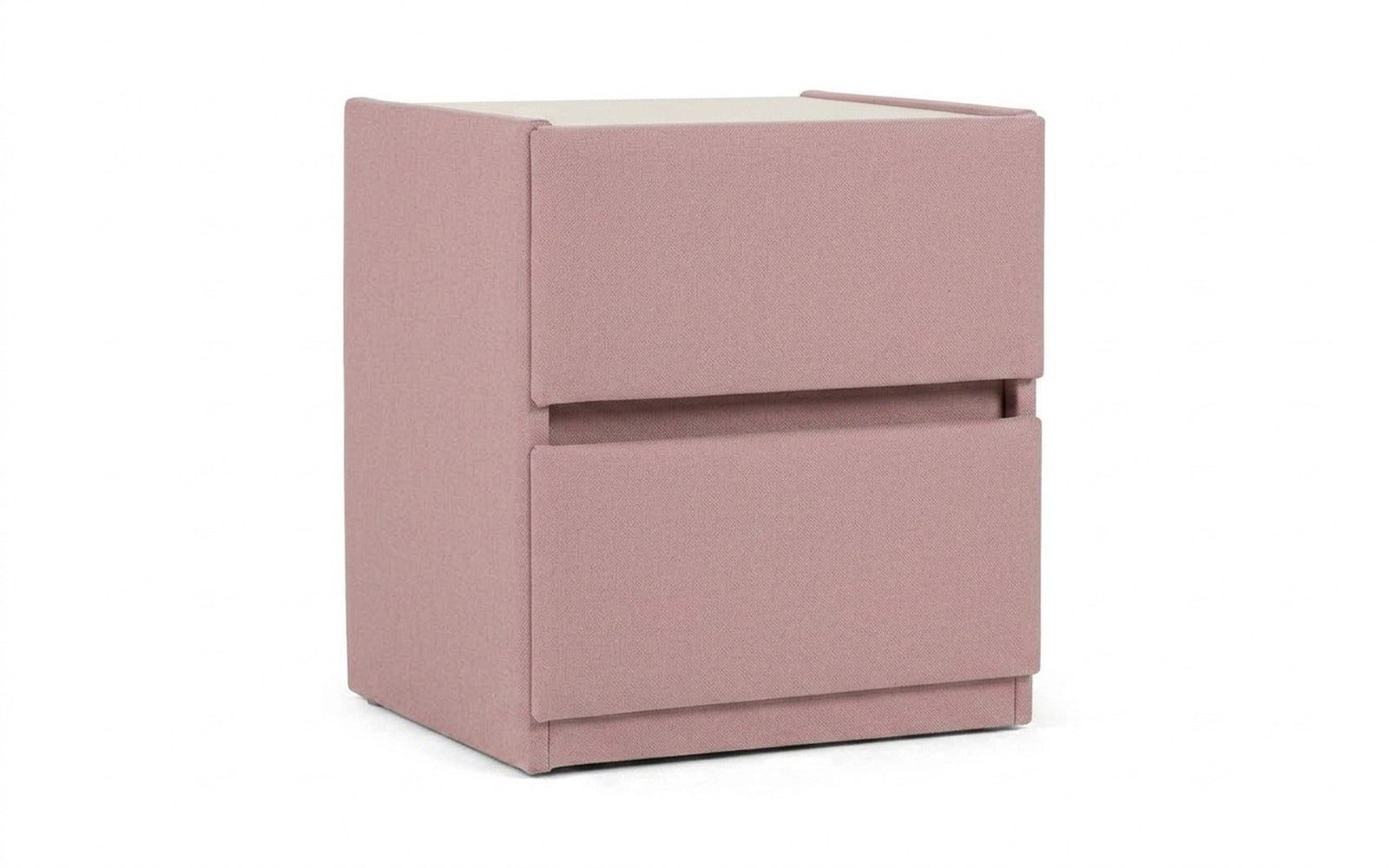 Oscar nightstand in Sky Velvet 252 fabric, product photo on white background