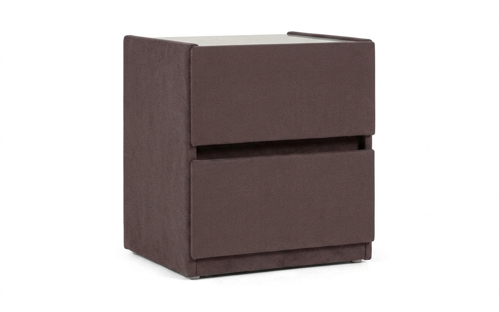 Oscar nightstand in Sky Velvet 253 fabric, product photo on white background