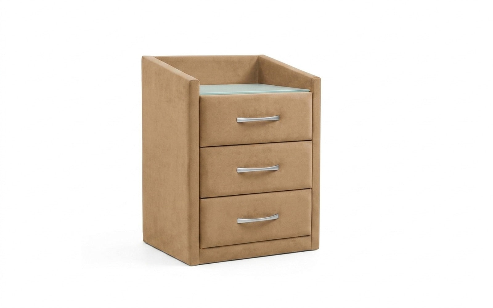 Teffi nightstand in Casanova Beige fabric, product photo on white background