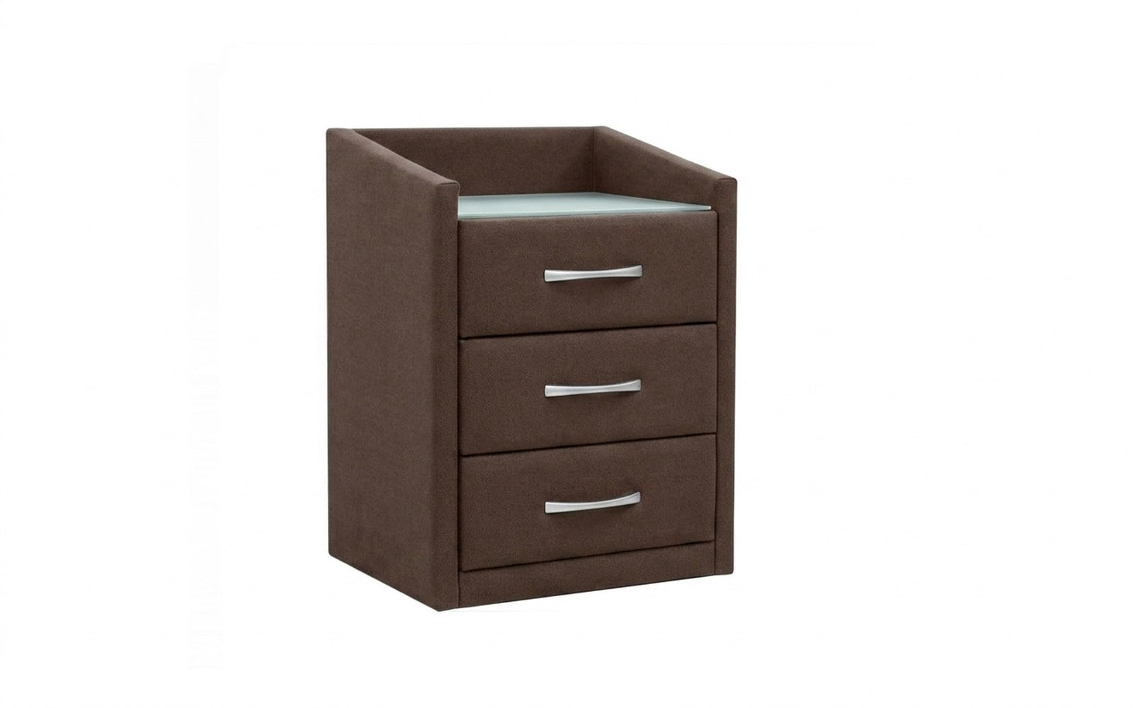 Teffi nightstand in Casanova Chocolate fabric, product photo on white background