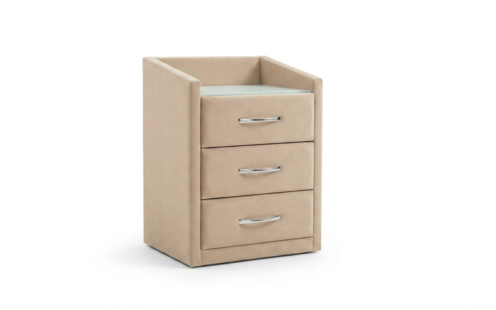 Teffi nightstand in Casanova Milk fabric, product photo on white background