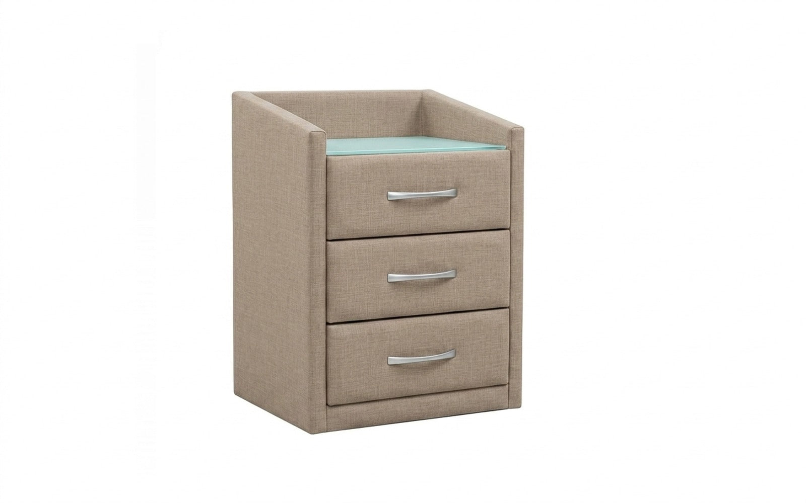 Teffi nightstand in Lidot Beige fabric, product photo on white background