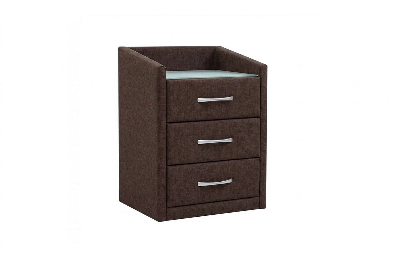 Teffi nightstand in Lidot Brown fabric, product photo on white background