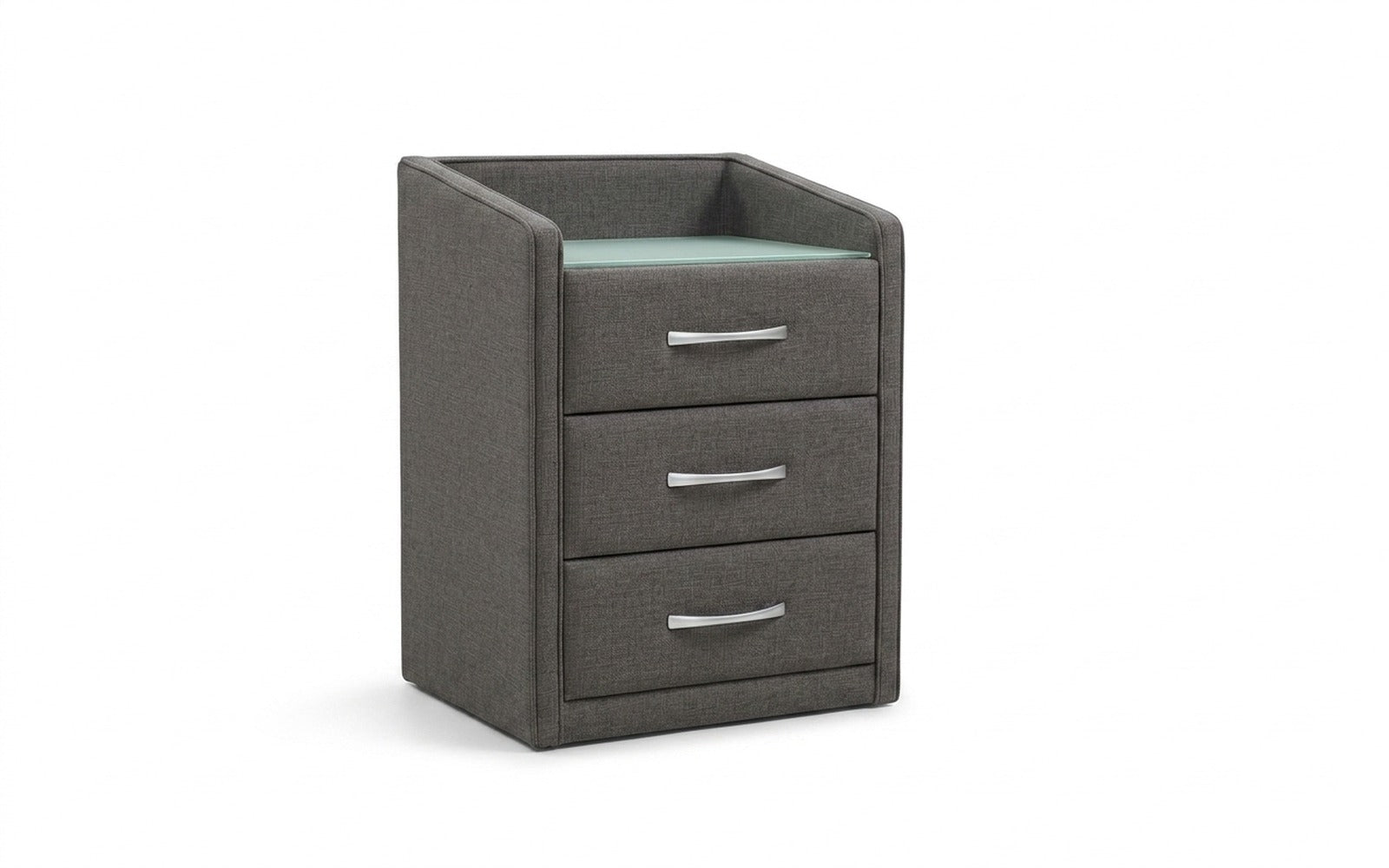 Teffi nightstand in Lidot Grey fabric, product photo on white background