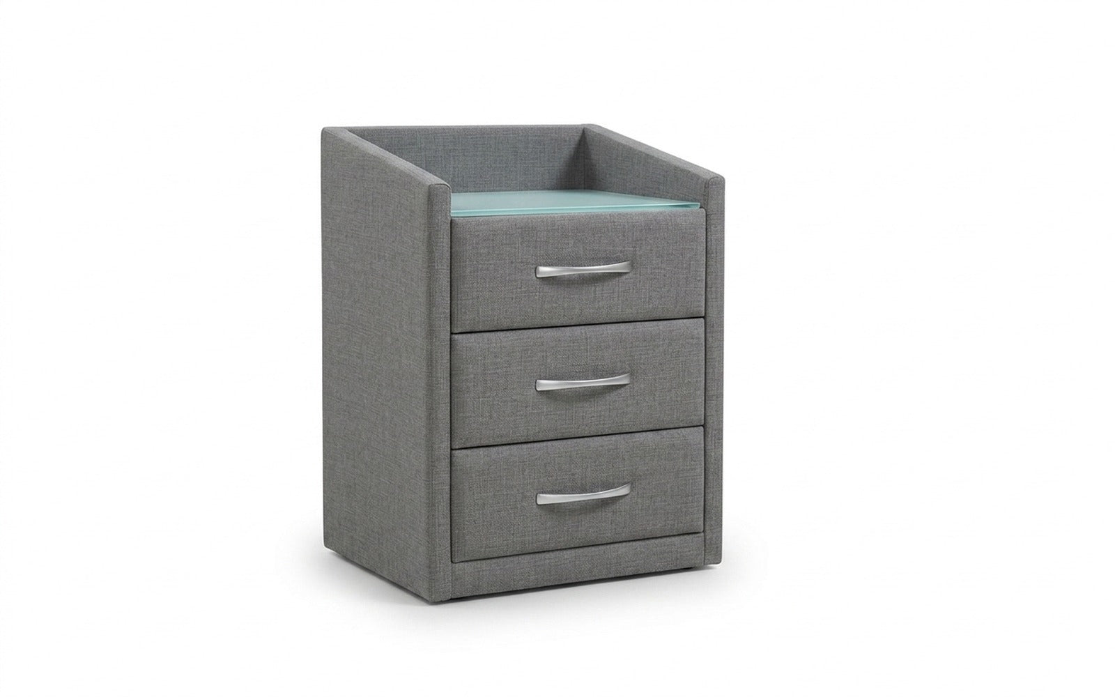 Teffi nightstand in Lidot Silver fabric, product photo on white background