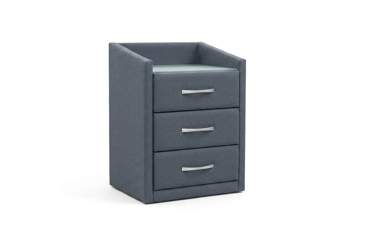 Teffi nightstand in Prime Blue fabric, product photo on white background