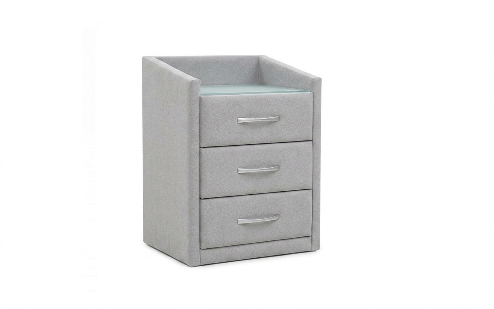 Teffi nightstand in Prime Grey fabric, product photo on white background