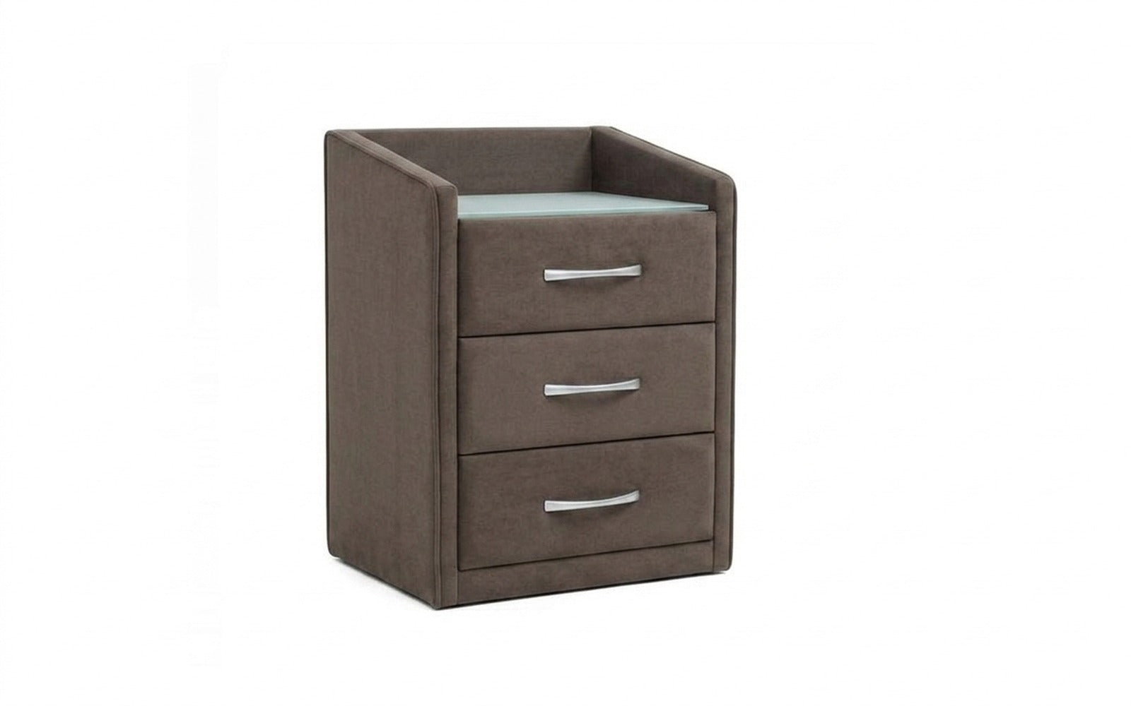 Teffi nightstand in Sky Velvet 02 fabric, product photo on white background