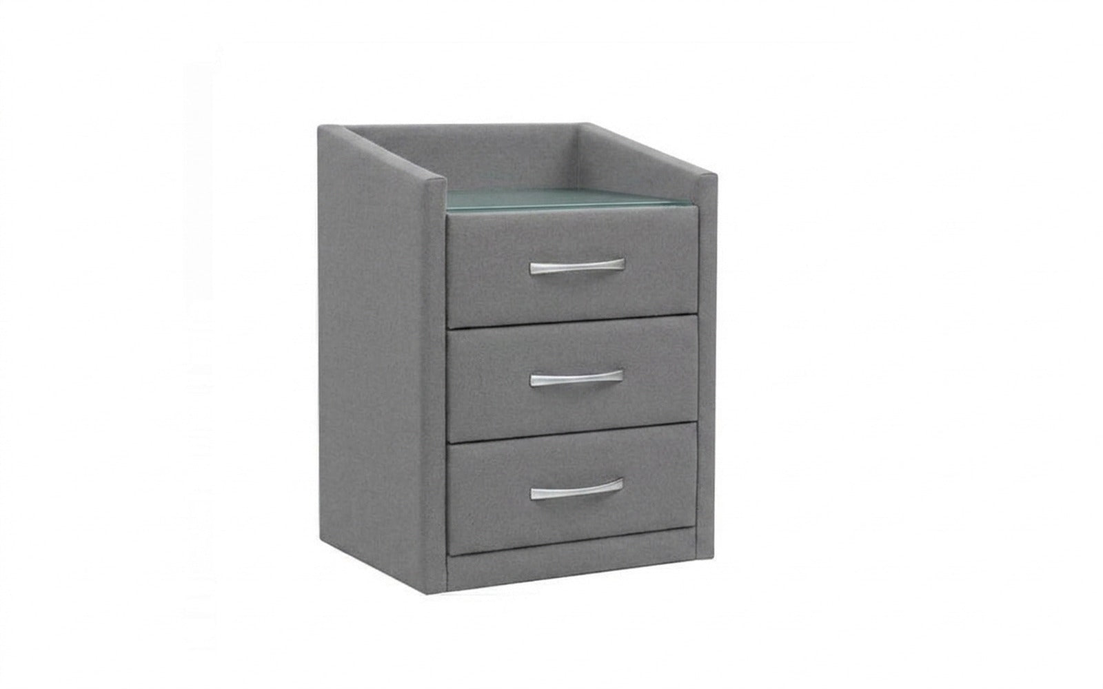 Teffi nightstand in Sky Velvet 08 fabric, product photo on white background