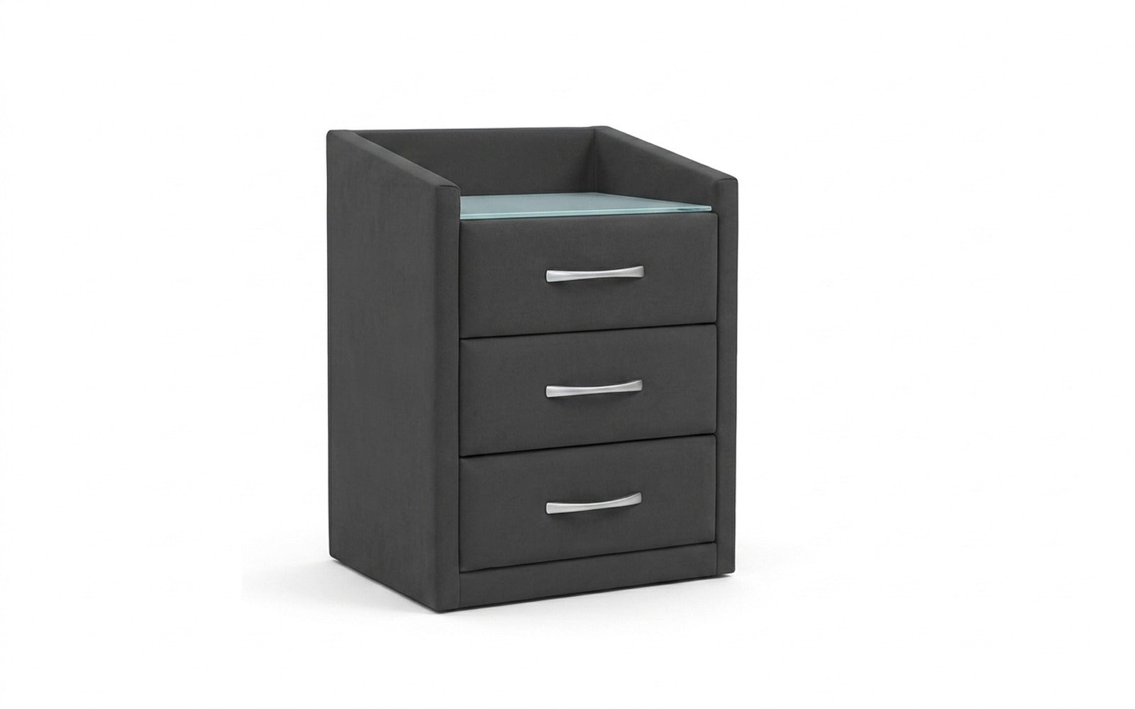 Teffi nightstand in Sky Velvet 16 fabric, product photo on white background
