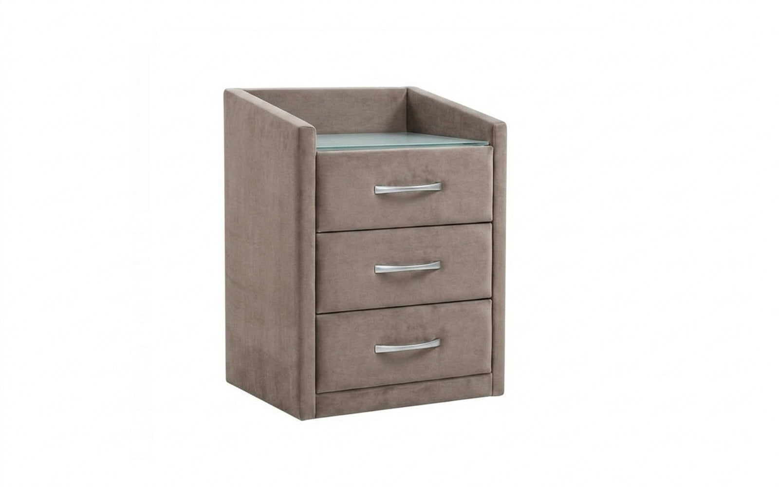 Teffi nightstand in Sky Velvet 17 fabric, product photo on white background