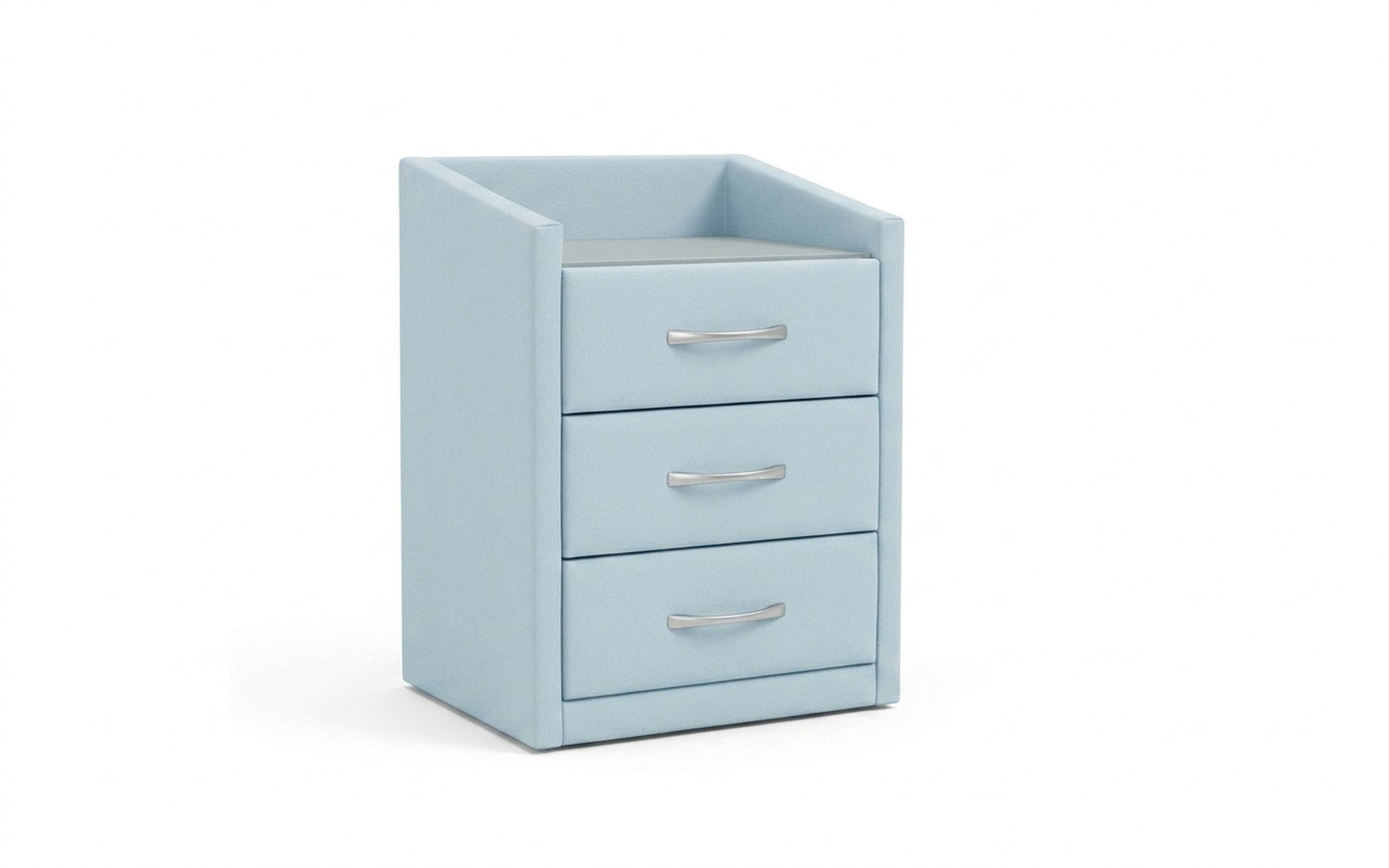 Teffi nightstand in Sky Velvet 18 fabric, product photo on white background