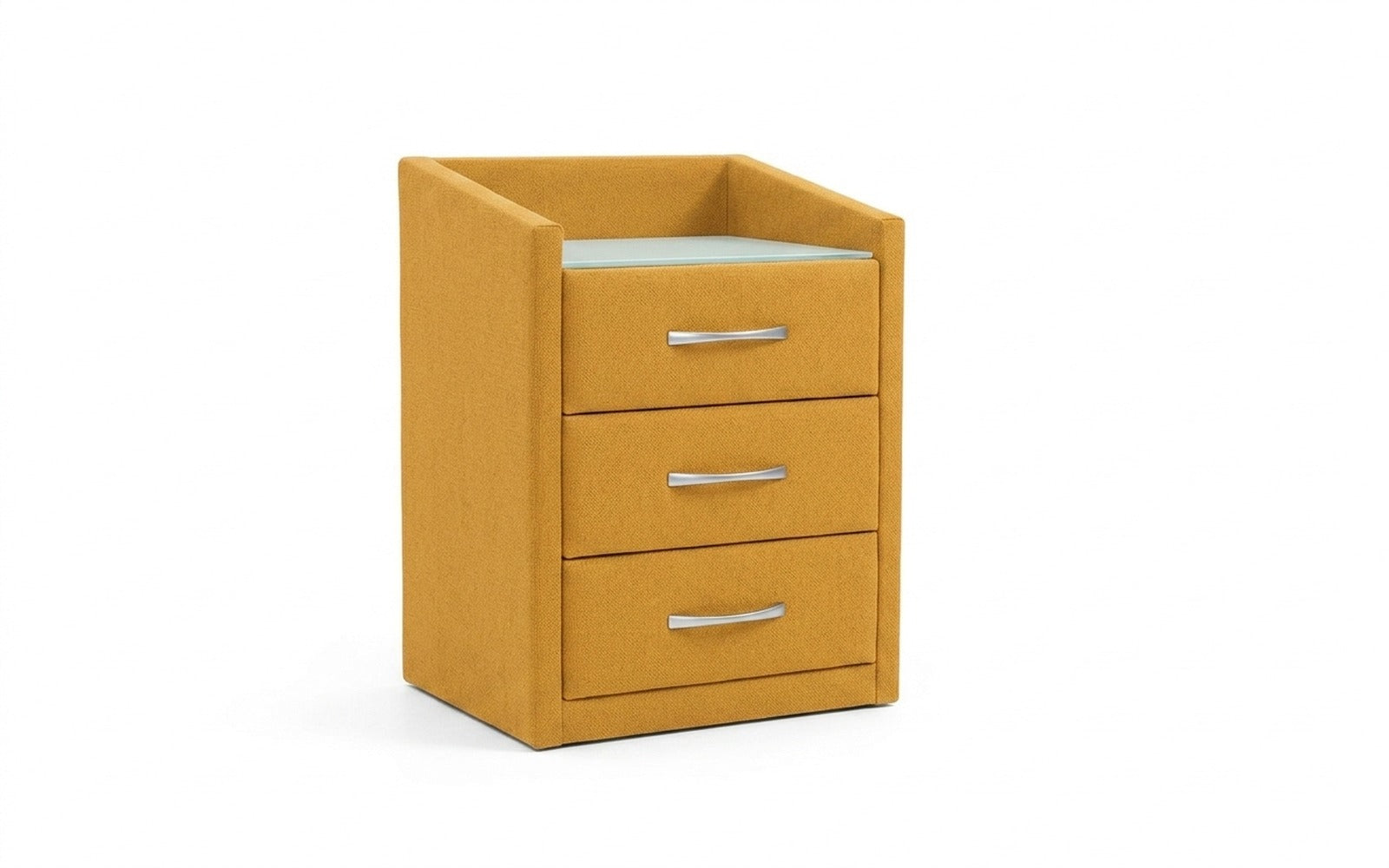 Teffi nightstand in Sky Velvet 30 fabric, product photo on white background