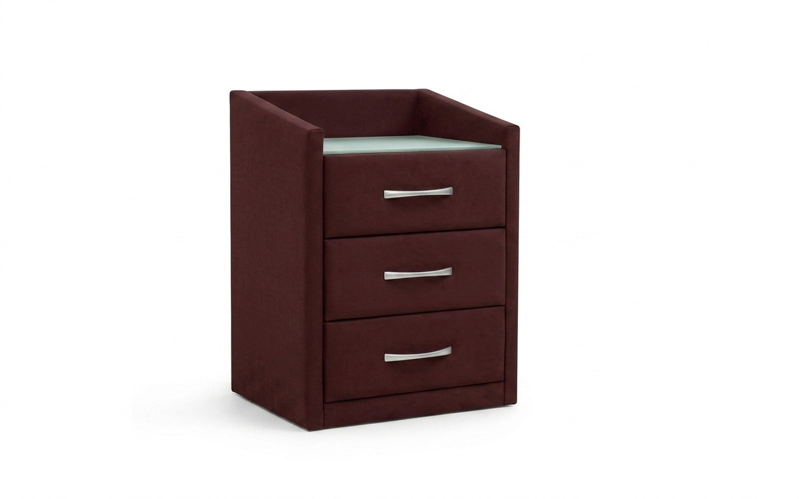 Teffi nightstand in Sky Velvet 32 fabric, product photo on white background