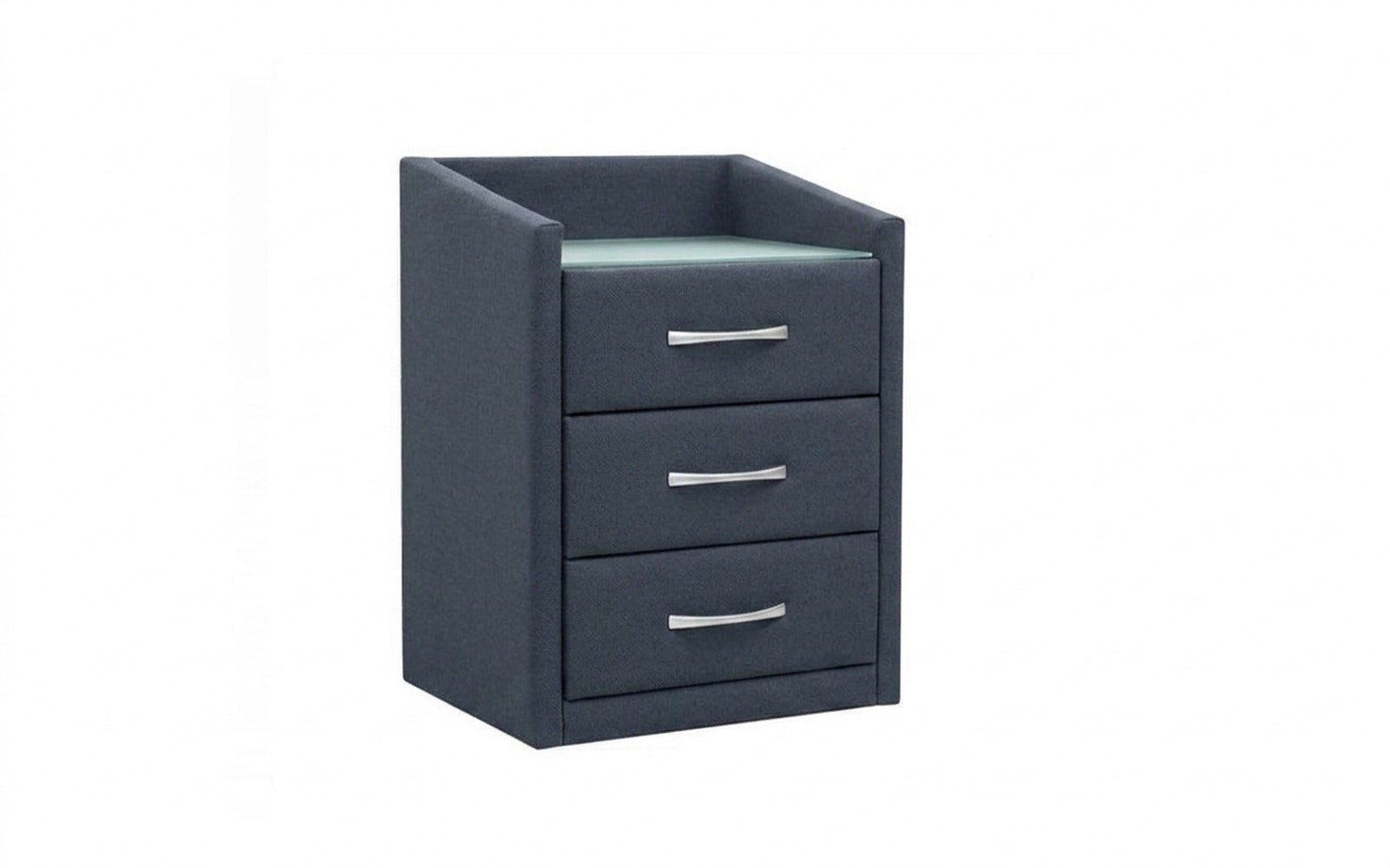 Teffi nightstand in Sky Velvet 40 fabric, product photo on white background