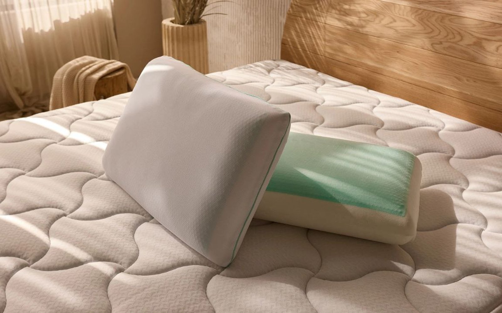 Classic Green pillow in a bedroom interior, view 3
