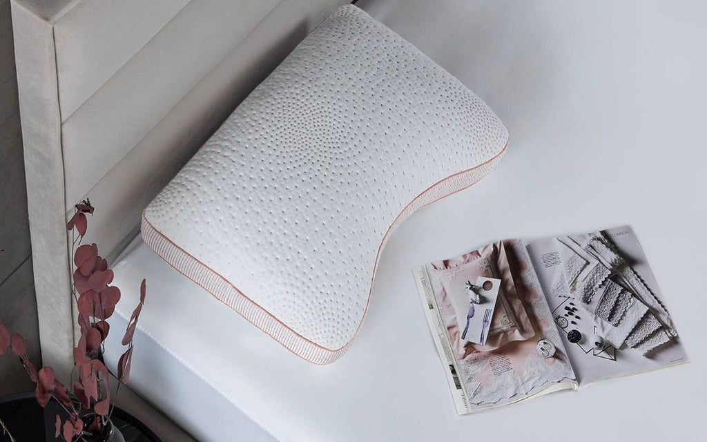 Grether & Wells Rose pillow in a bedroom interior, view 2