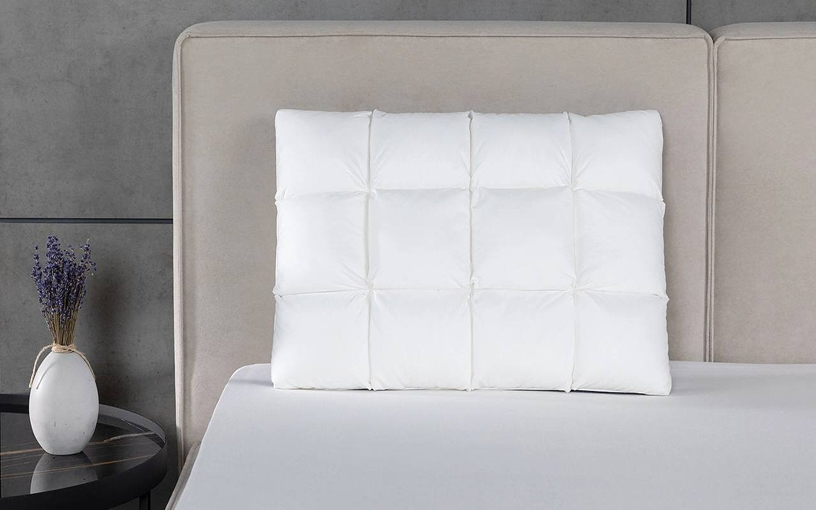 Omega pillow in a bedroom interior, view 2