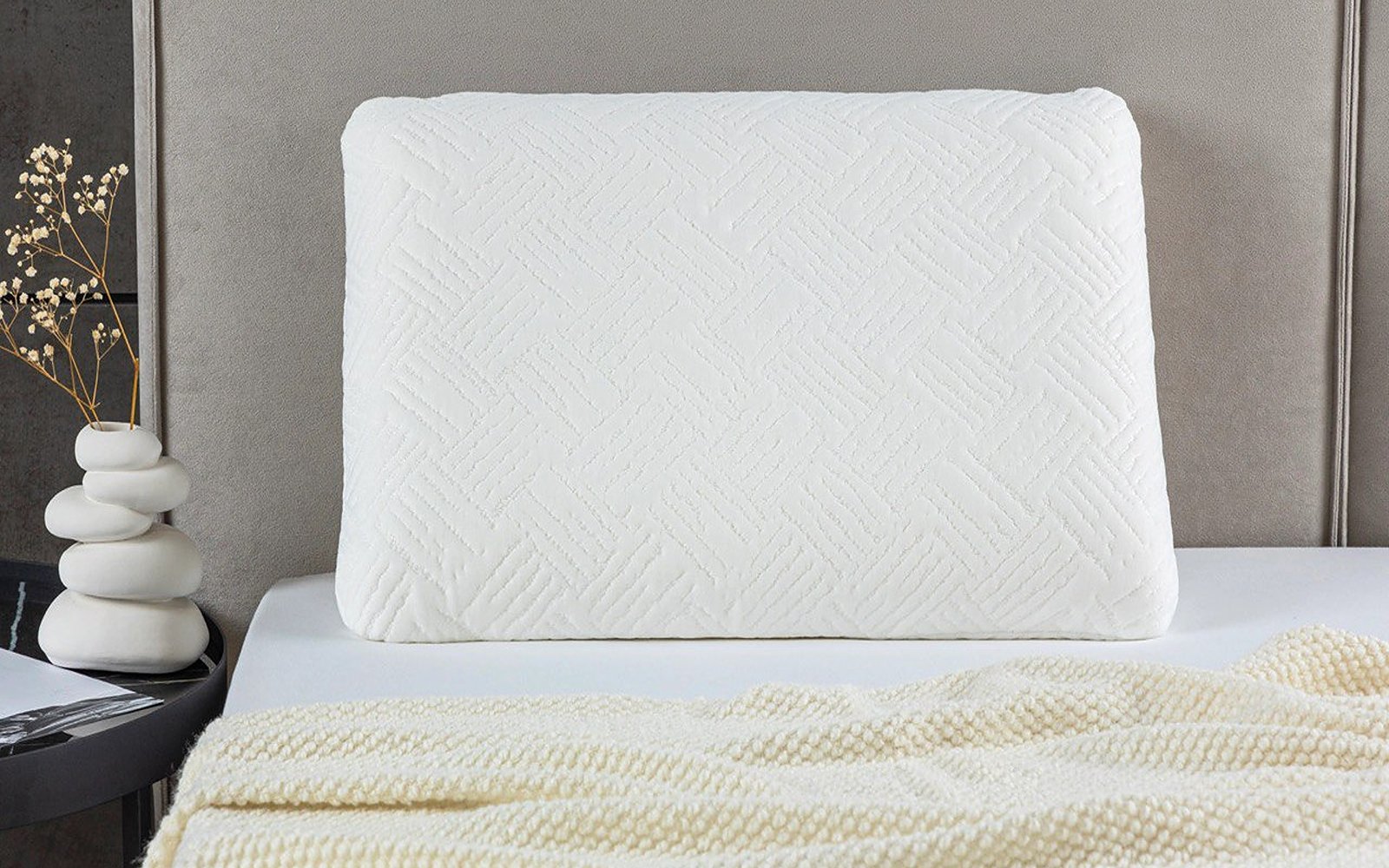Pillo New pillow in a bedroom interior, view 2
