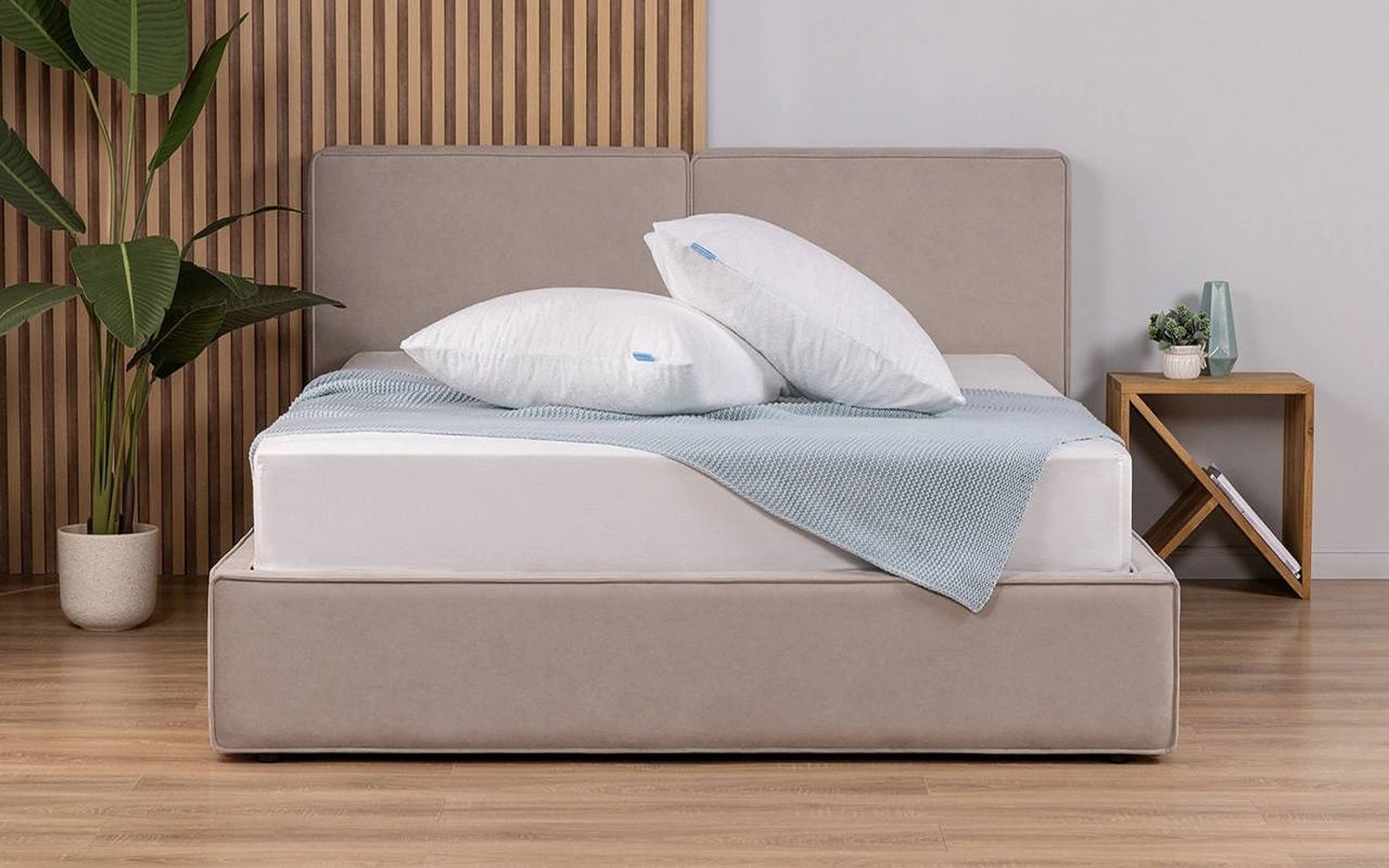 Terry pillow protector in a bedroom interior, view 1