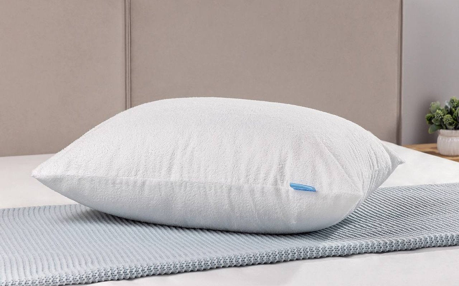 Terry pillow protector in a bedroom interior, view 2
