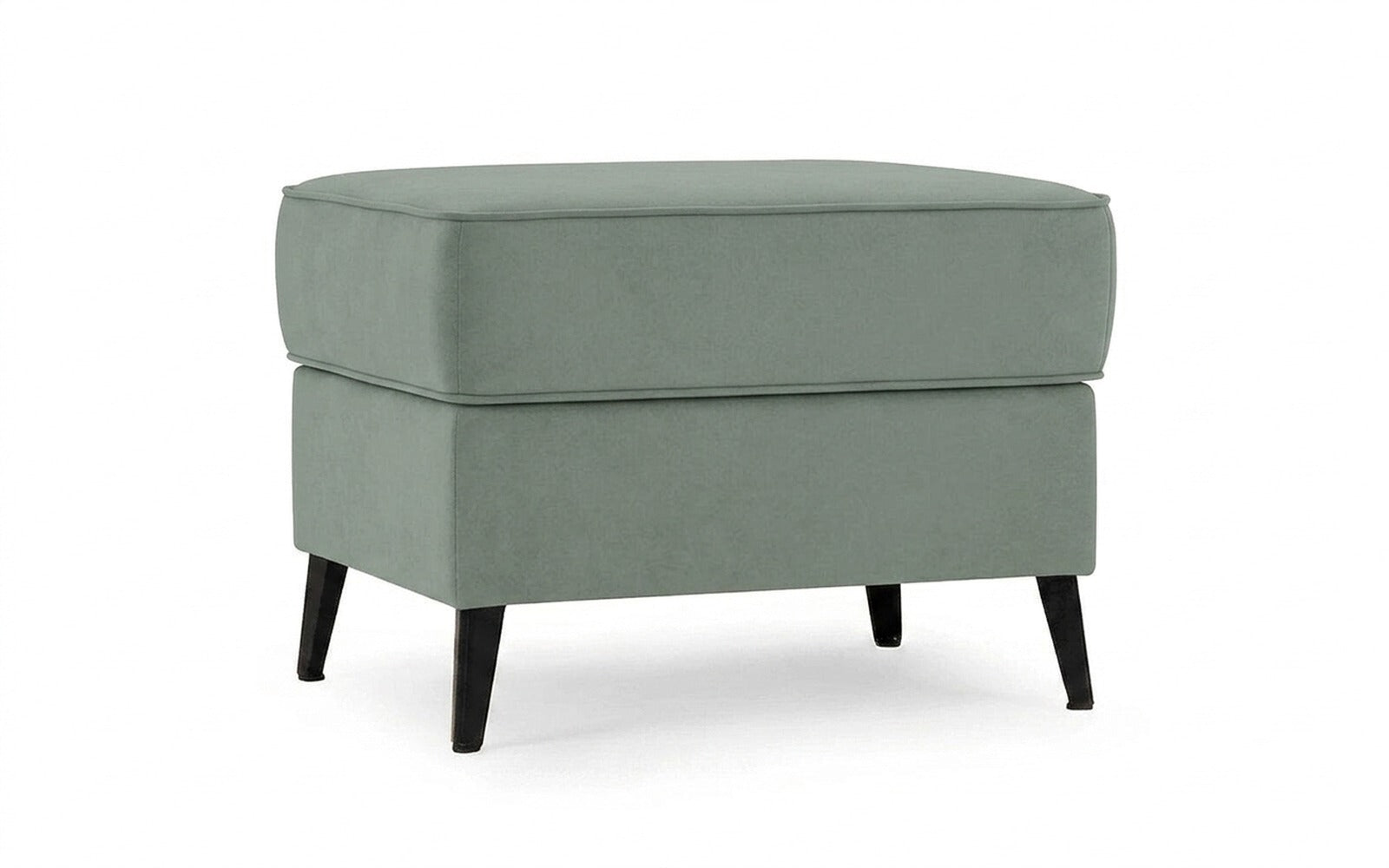 Laguna pouf in Casanova Celadon fabric, product photo on white background