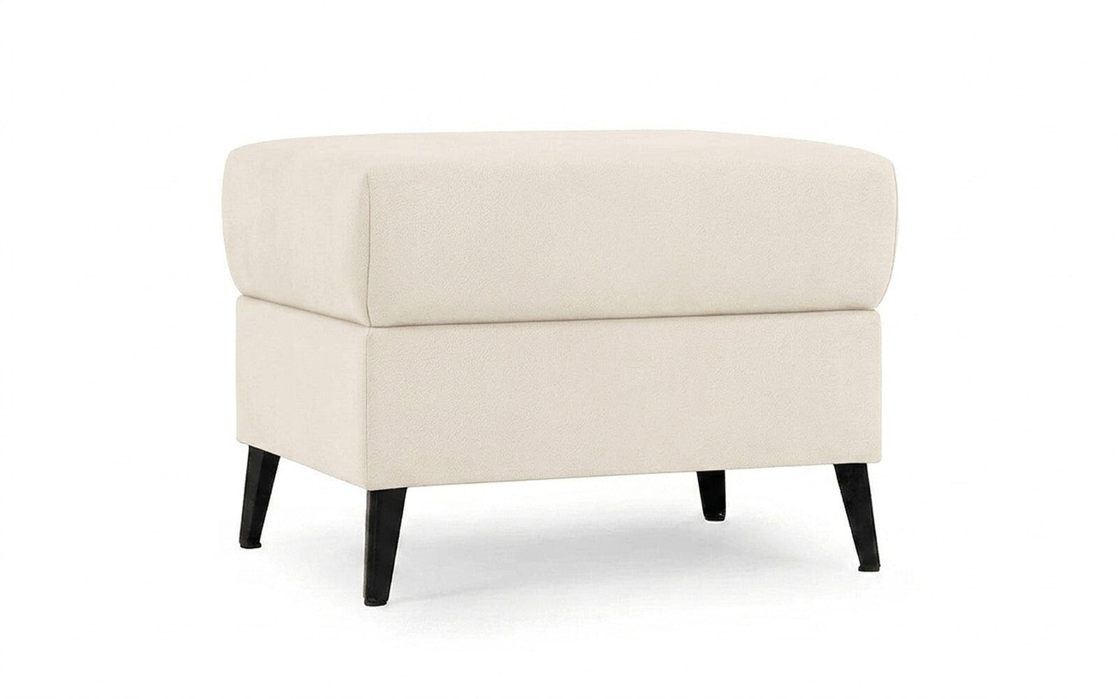 Laguna pouf in Prime White fabric, product photo on white background