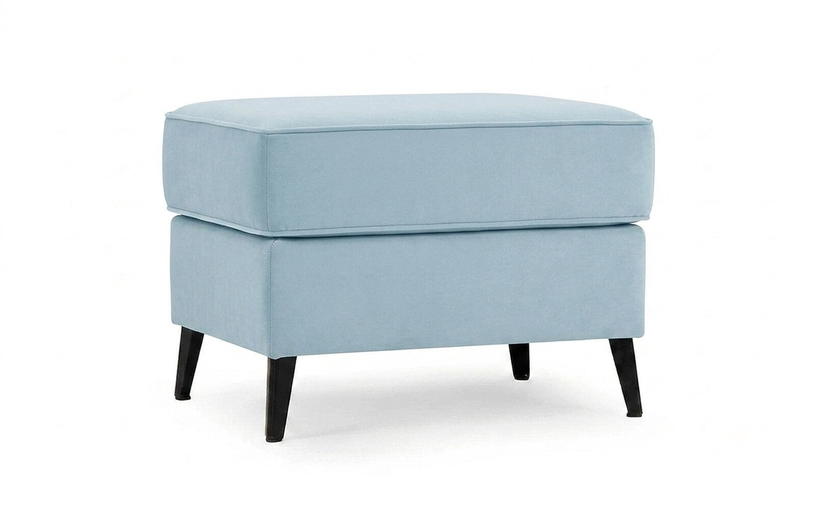 Laguna pouf in Sky Velvet 18 fabric, product photo on white background