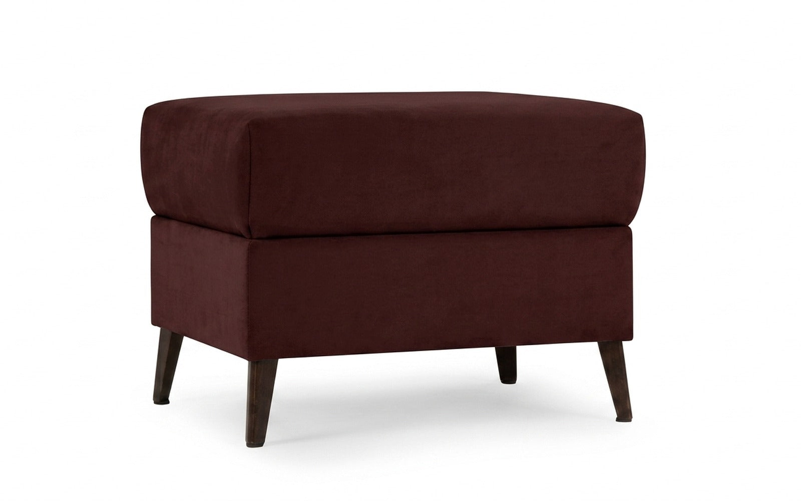 Laguna pouf in Sky Velvet 32 fabric, product photo on white background