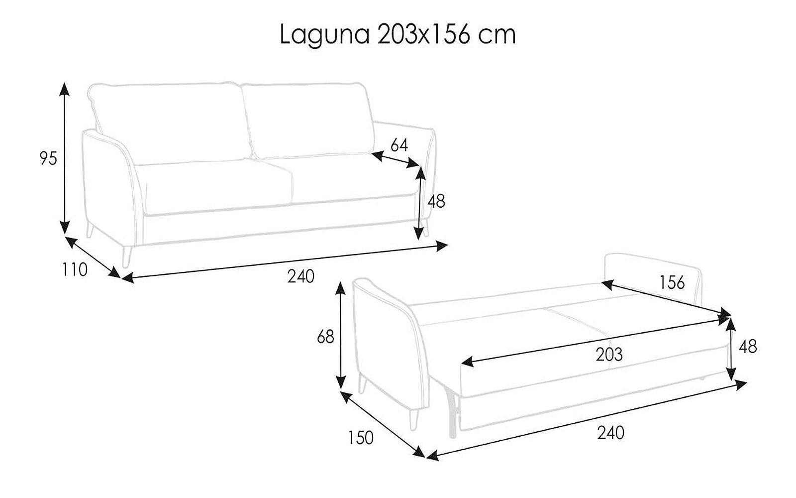 Laguna sofa bed, product photo on white background, view 1