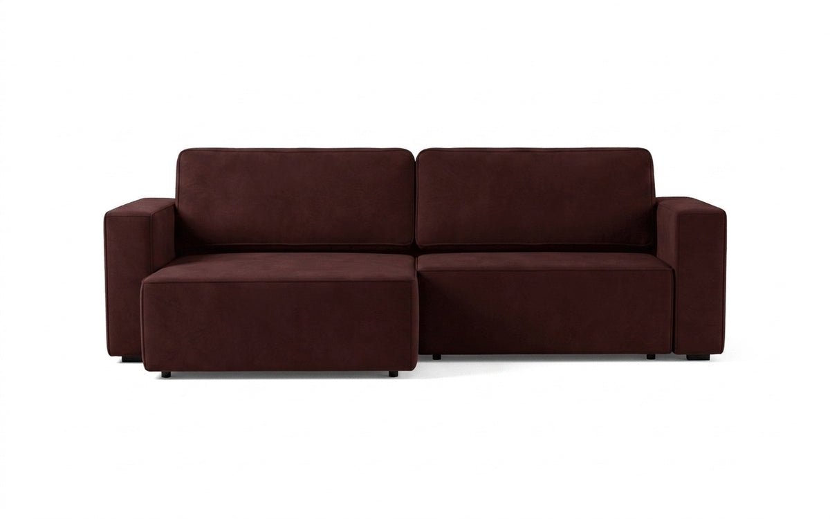 Ralf sofa bed in Sky Velvet 32 fabric, product photo on white background