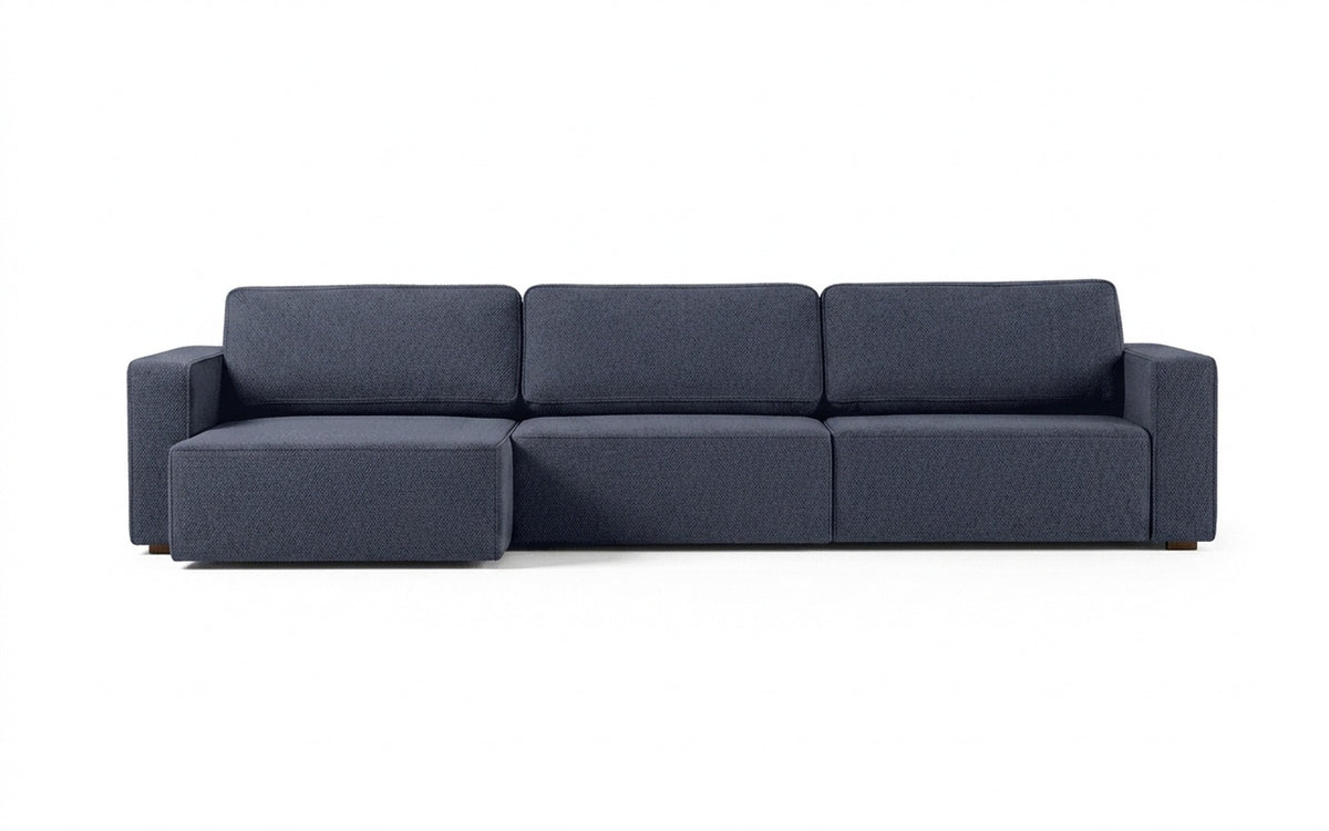 Ralf sofa bed in Royal I Indigo fabric, product photo on white background