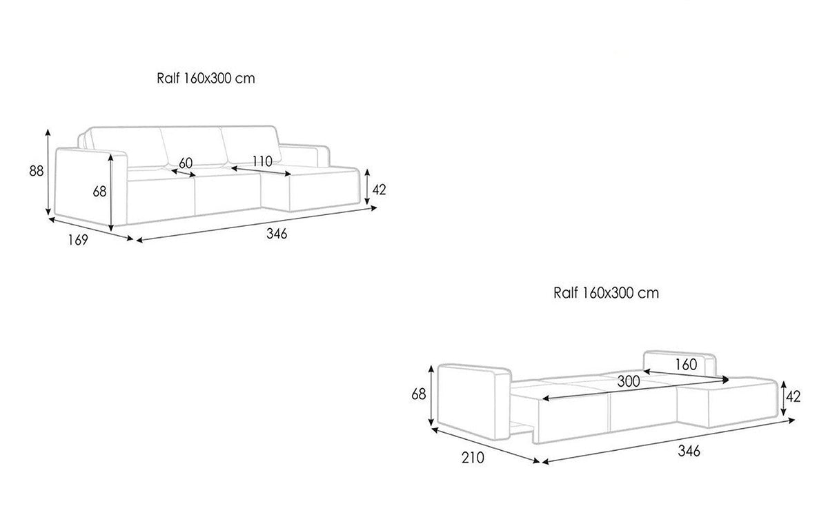 Ralf sofa bed, product photo on white background, view 7